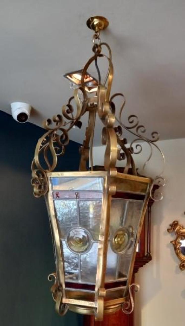 Art Nouveau Leaded Glass Lantern - Image 7