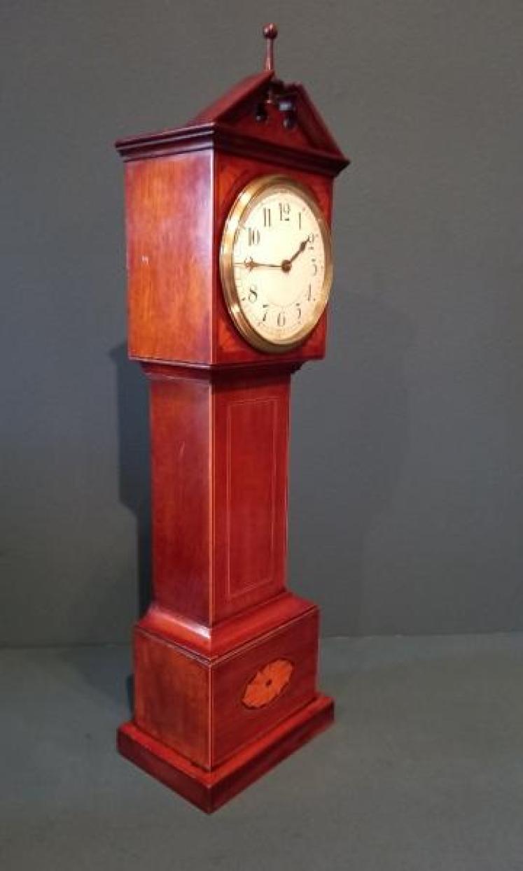Superb Antique Sheraton Inlaid Grandfather Mantel Clock - Image 7