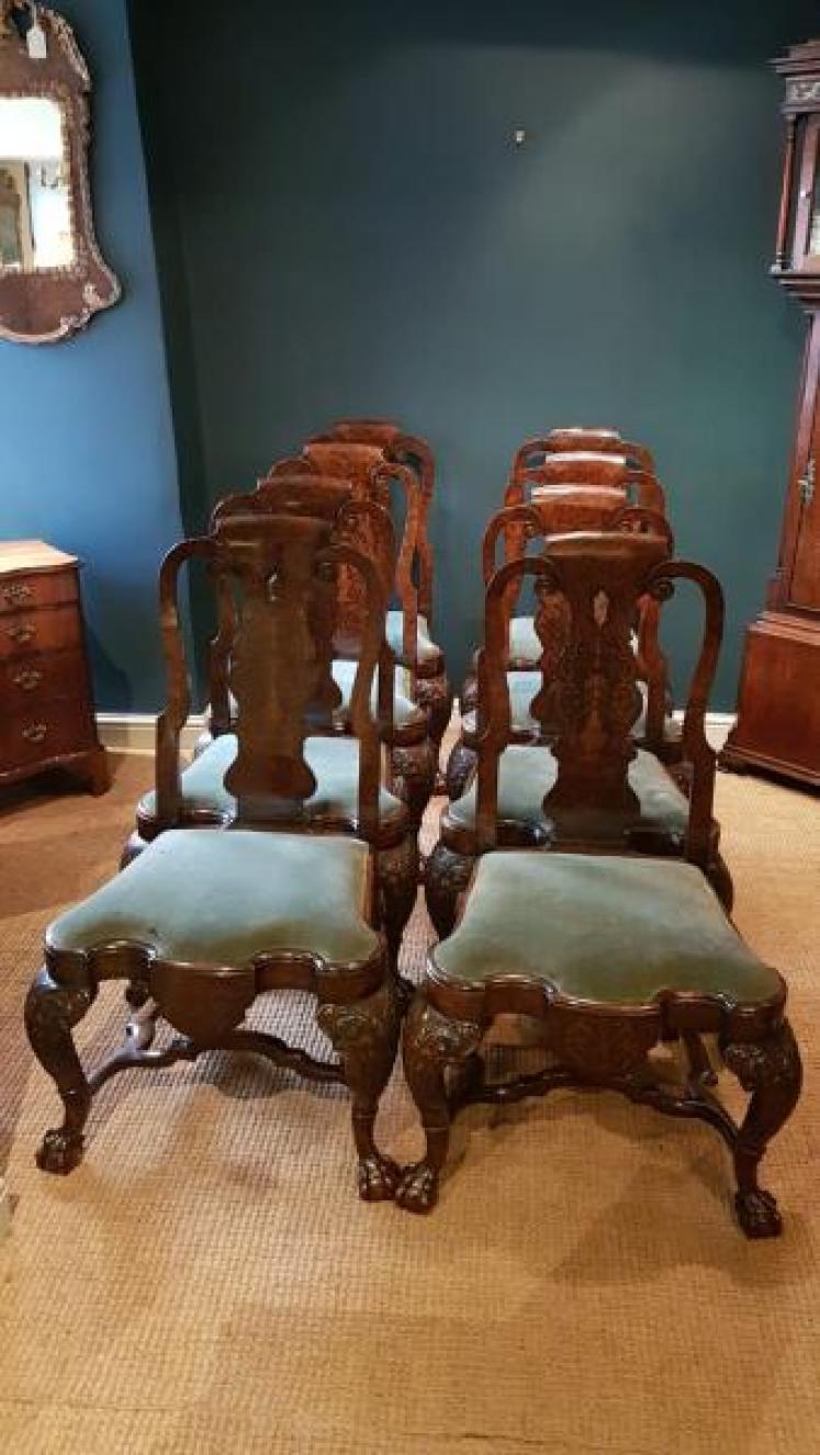 Outstanding Set of Eight Burr Walnut Chairs - Image 1