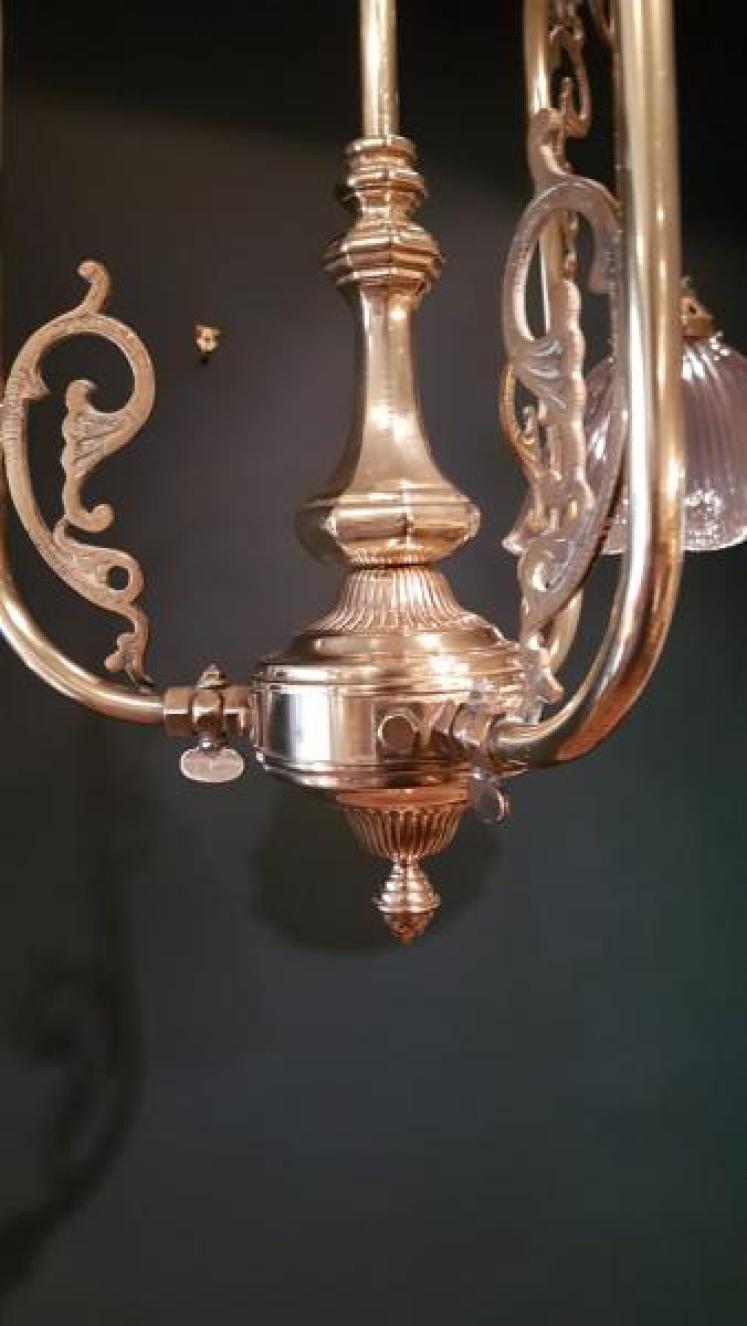 Late Victorian Brass Chandelier - Image 5