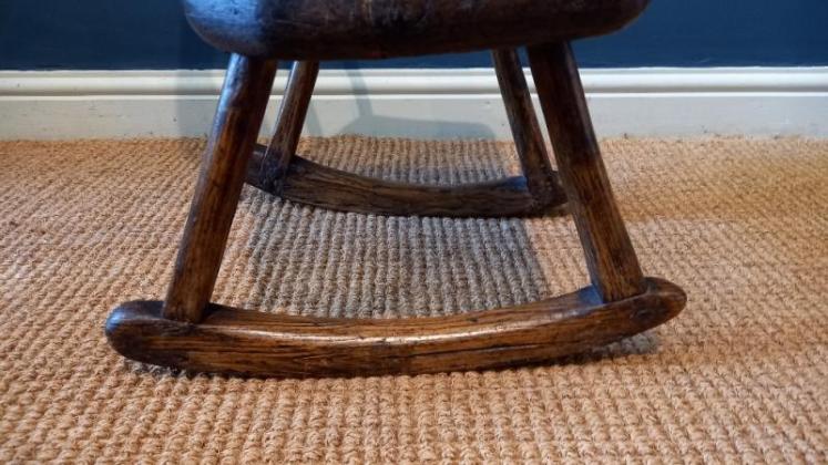 Primitive 18th Century Ash & Elm Childs Rocking Chair - Image 4