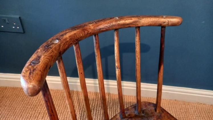Primitive 18th Century Ash & Elm Childs Rocking Chair - Image 5