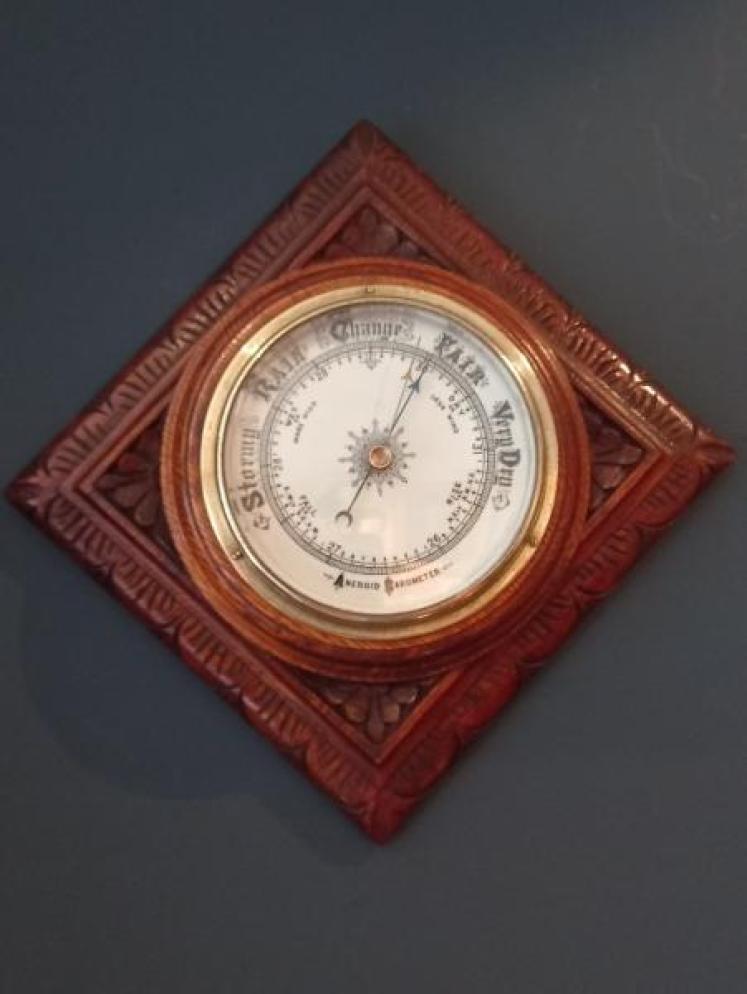 Victorian Oak Diamond Shaped Barometer - Image 1