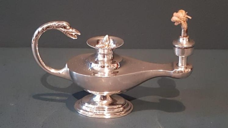 Silver Table Lamp and Lighter - Image 1