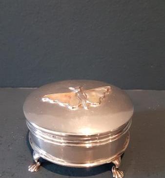 Silver Ring Box with Mother of Pearl Butterfly