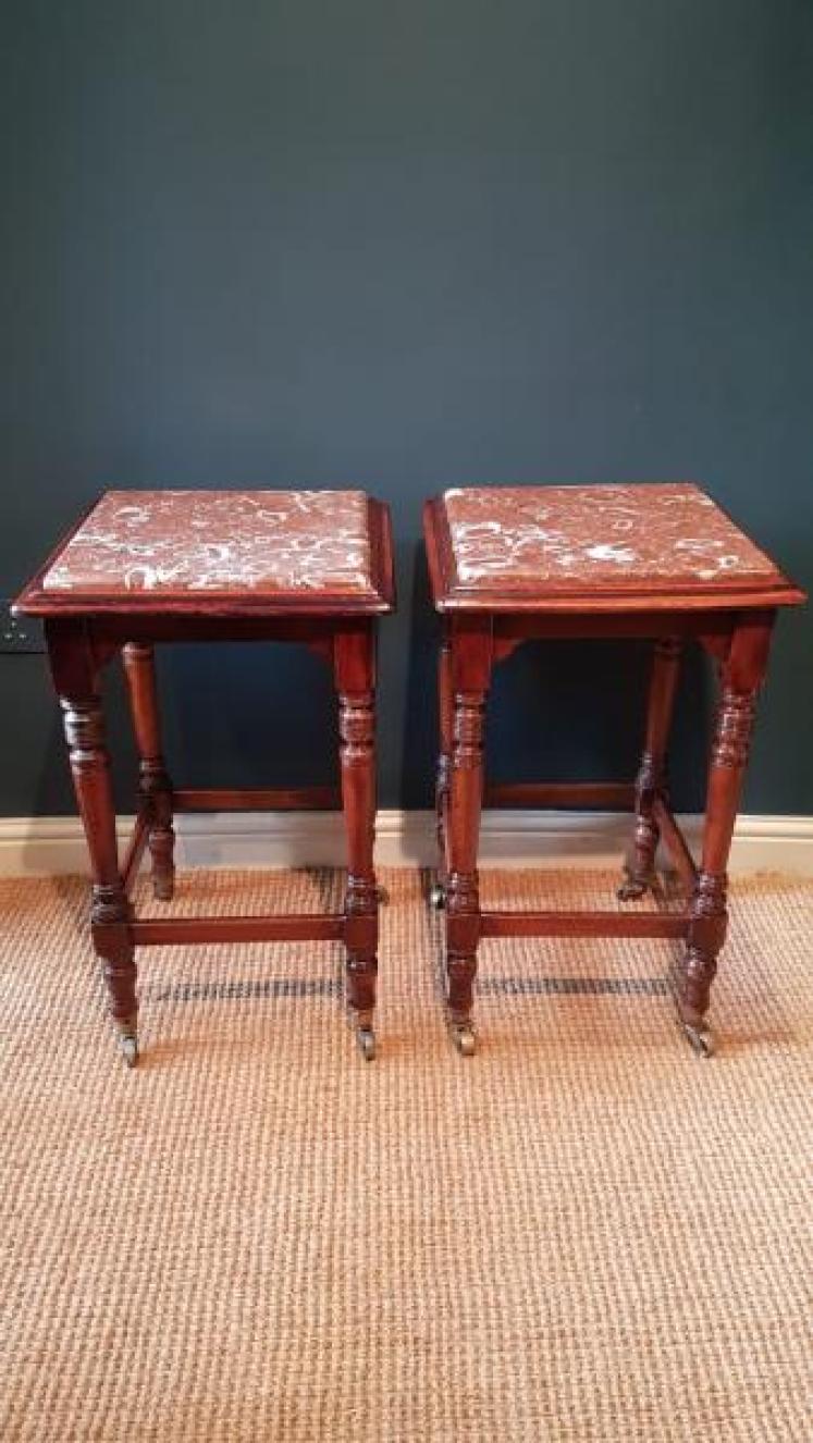 Pair of Victorian Marble Topped Lamp Tables - Image 1