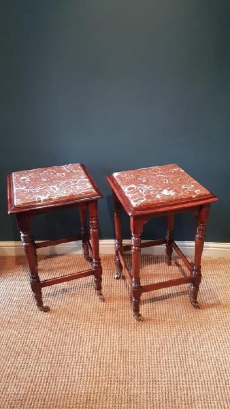 Pair of Victorian Marble Topped Lamp Tables - Image 5
