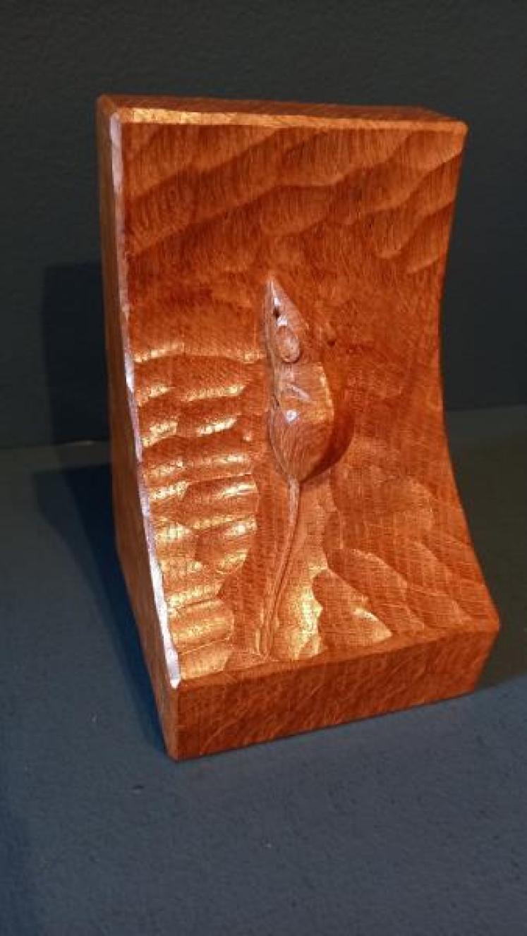 Pair of Early Mouseman Adzed Oak Bookends - Image 2