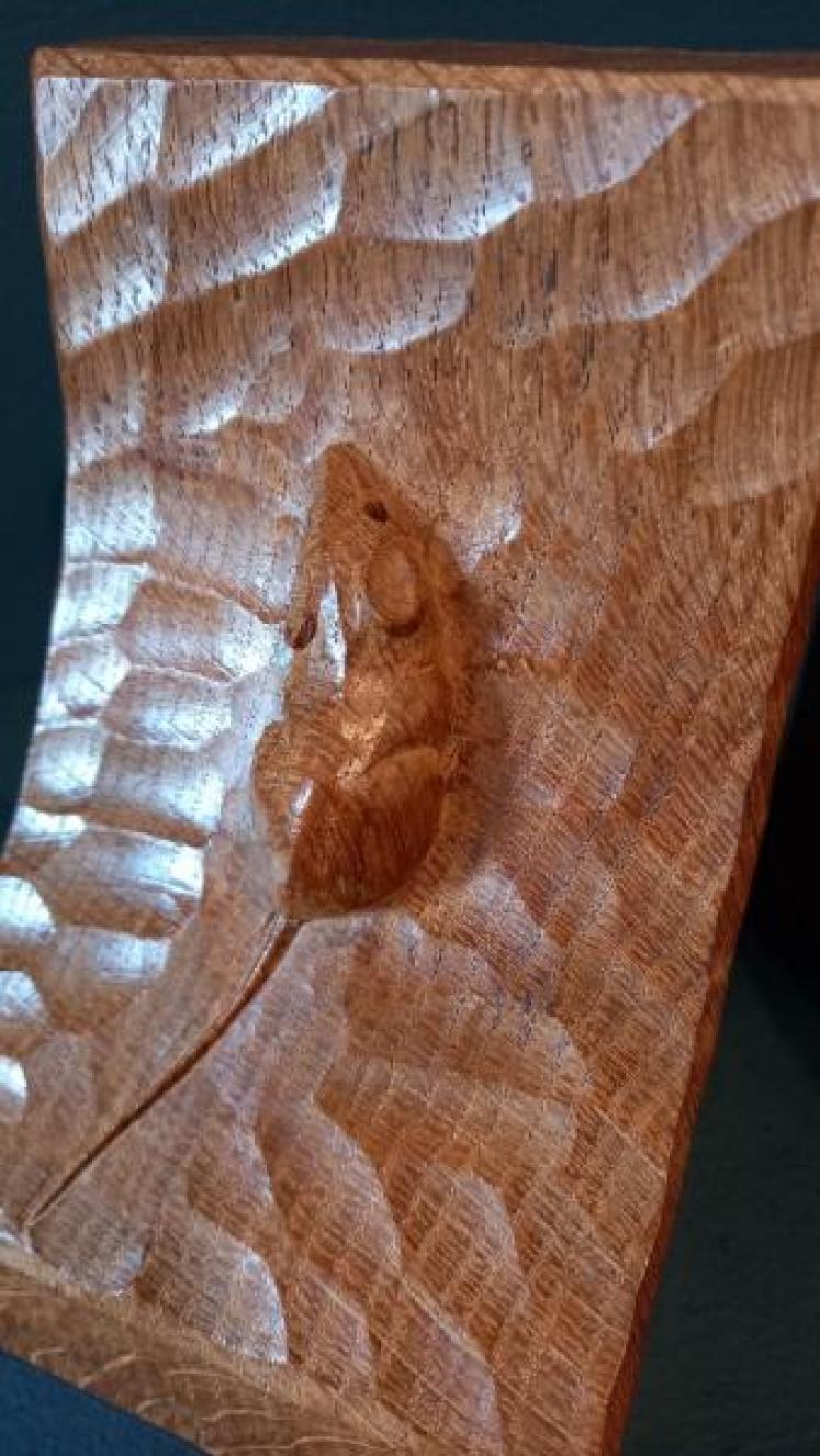 Pair of Early Mouseman Adzed Oak Bookends - Image 3