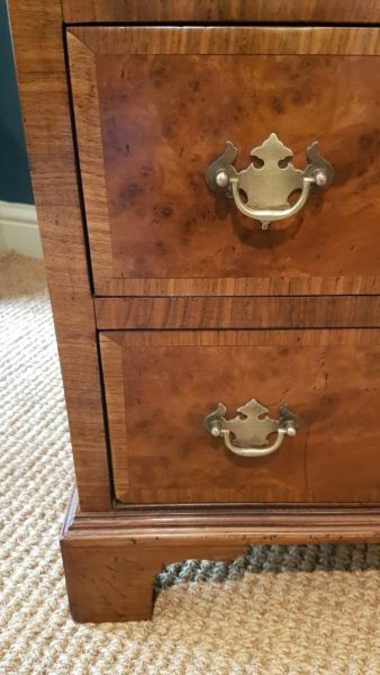 Small Edwardian Burr Walnut Chest of Drawers - Image 6