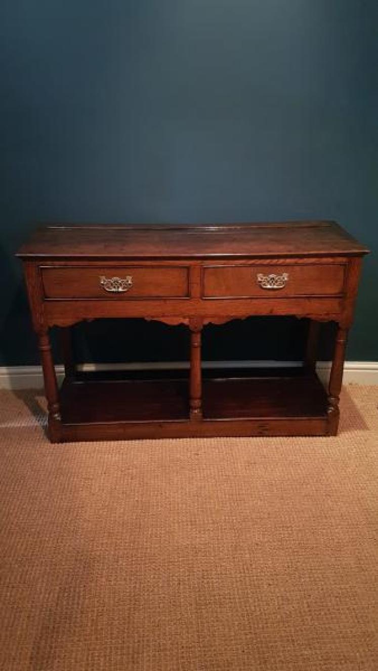 George II Oak Two Drawer Dresser  - Image 1
