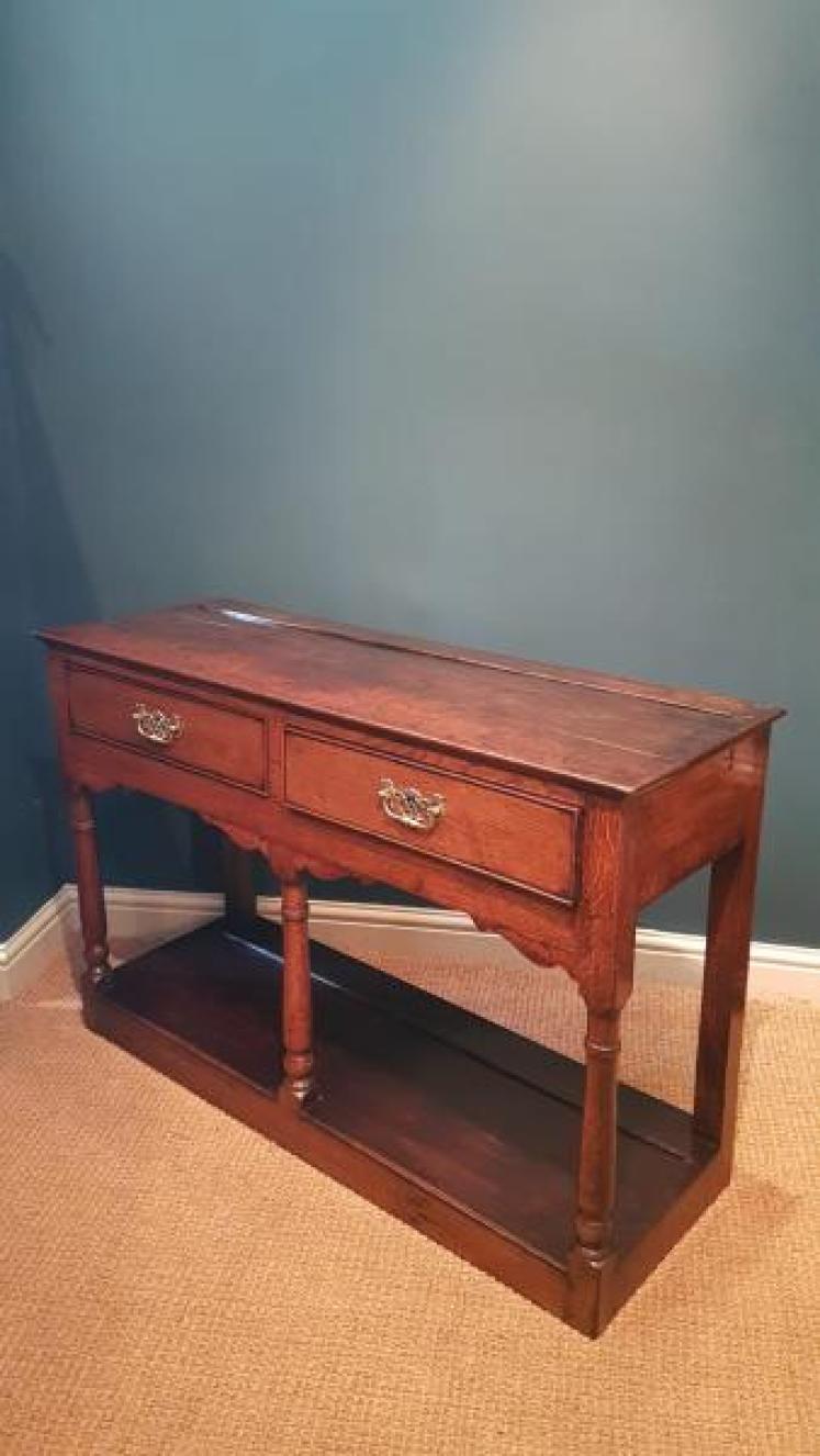 George II Oak Two Drawer Dresser  - Image 3