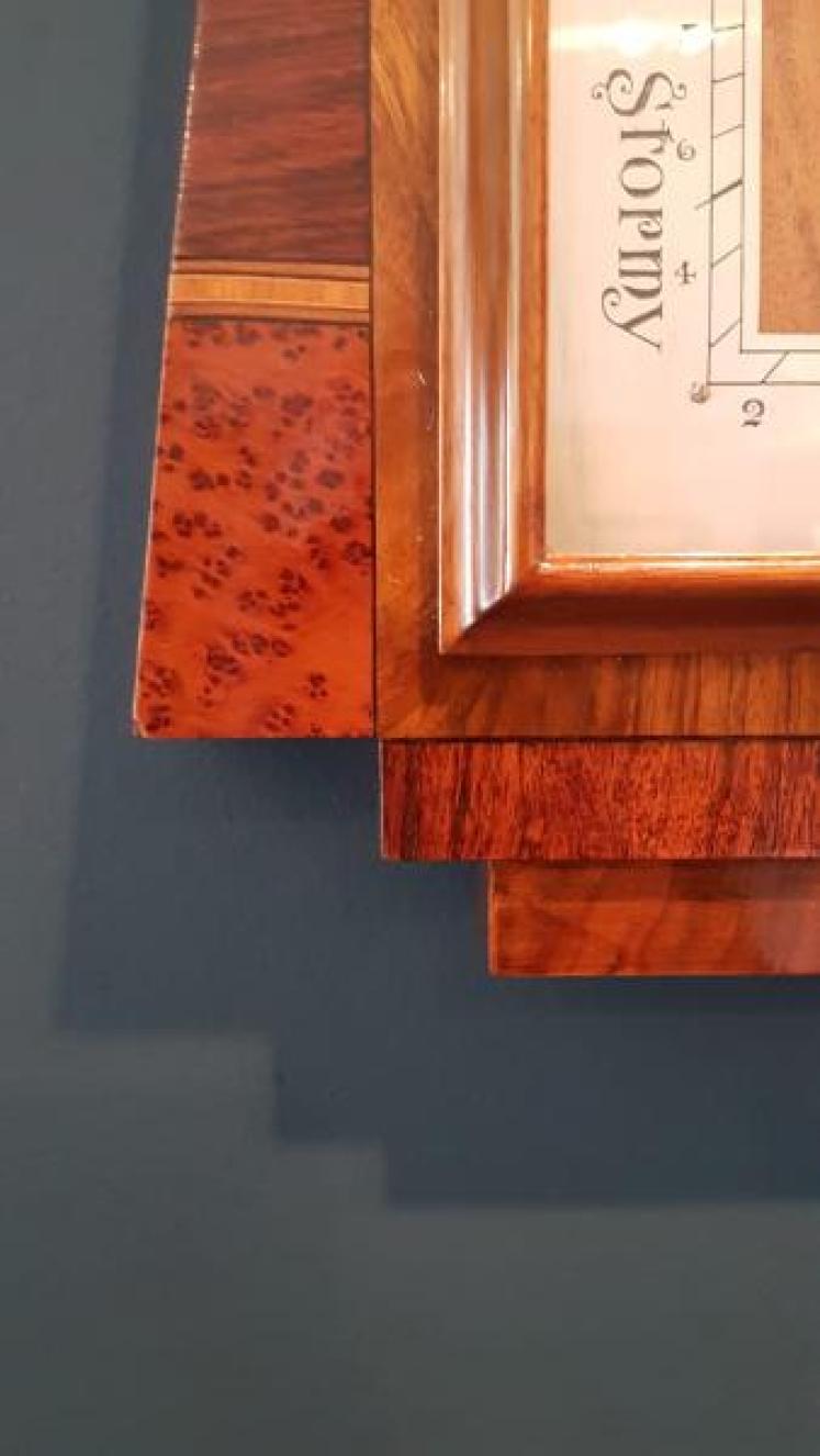 Superb Art Deco Walnut Inlaid Barometer  - Image 4