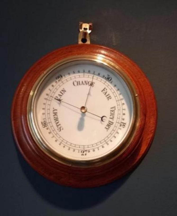 Victorian Golden Oak Aneroid Barometer - Image 1