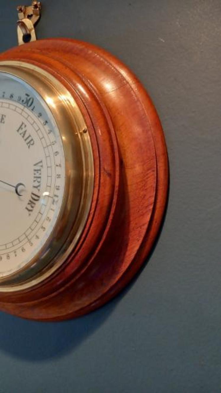 Victorian Golden Oak Aneroid Barometer - Image 5