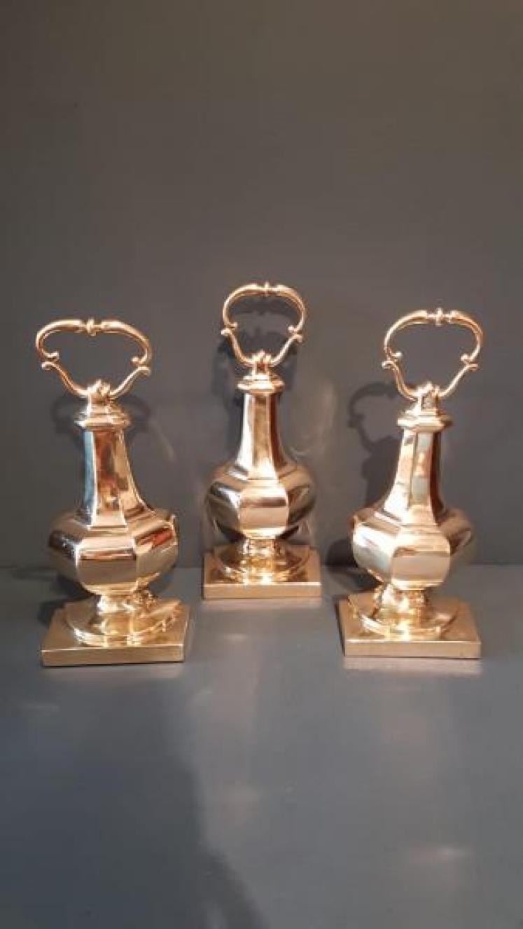 Rare Matching Set of 3 Victorian Brass Doorstops - Image 1