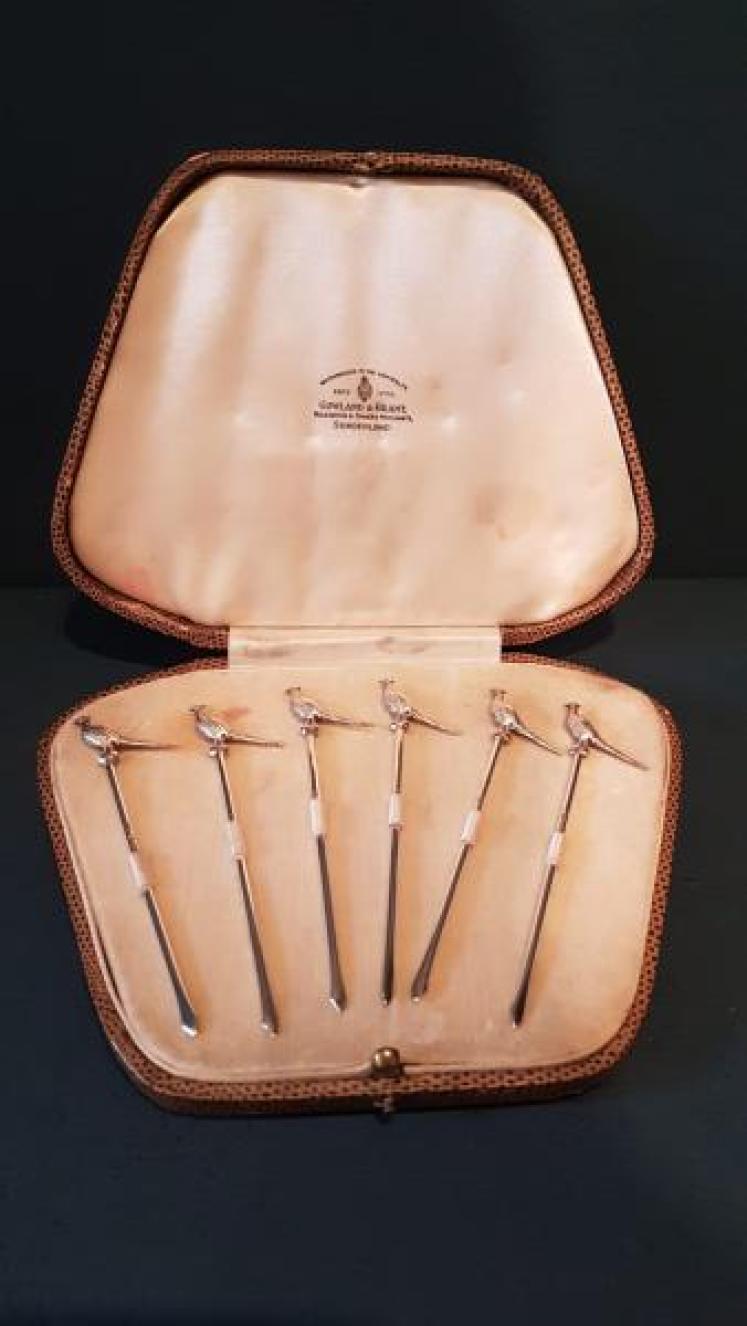 Silver Pheasant Top Cocktail Sticks - Image 1