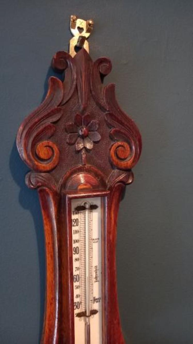 Mid Victorian Foliage Carved Banjo Barometer - Image 3