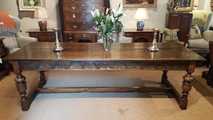 George III Oak 10 Seat Refectory Table - Image 1