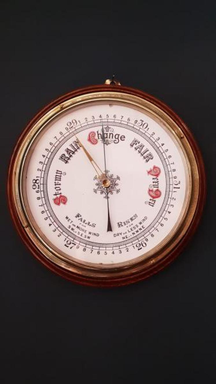 Large Victorian Oak Enamel Dial Wheel Barometer - Image 1