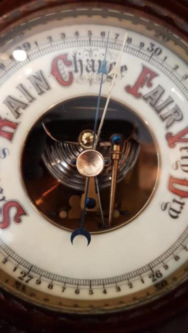 Victorian Carved Walnut Barometer - Image 2