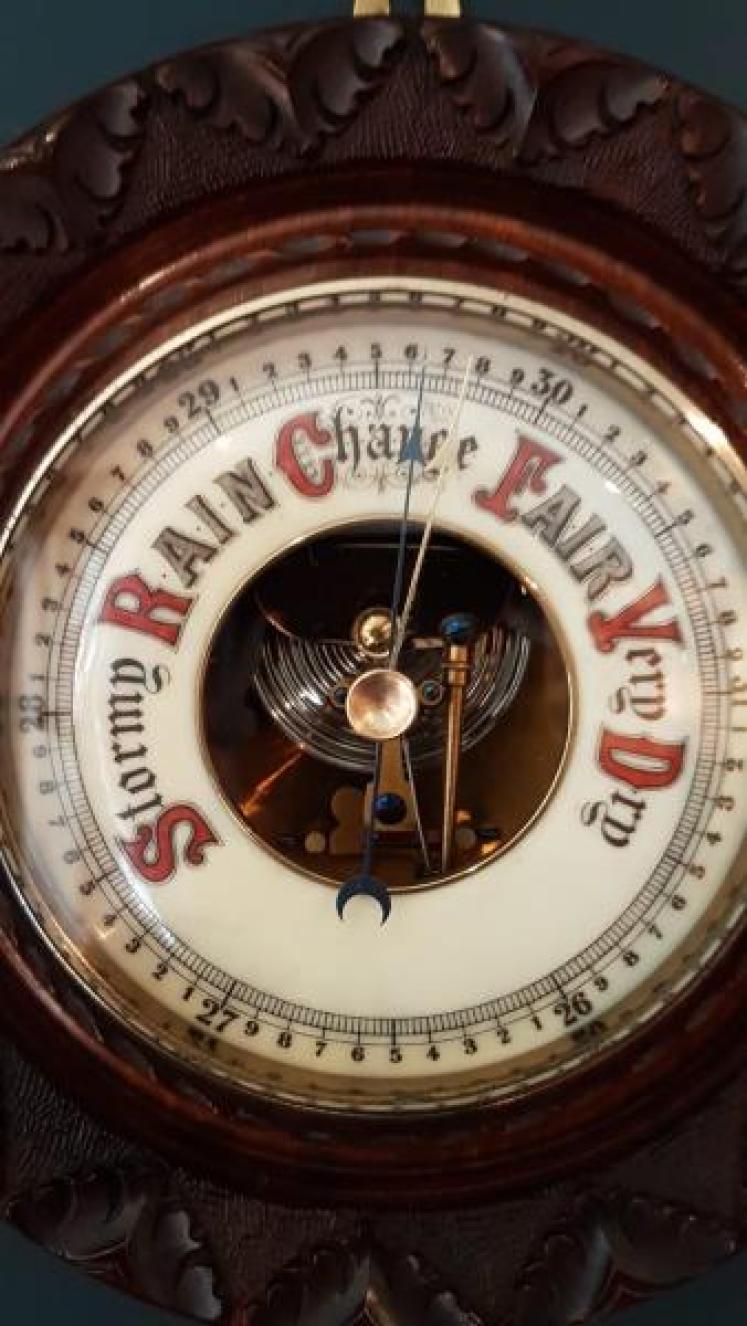 Victorian Carved Walnut Barometer - Image 4