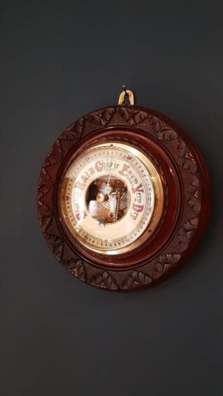Victorian Carved Walnut Barometer - Image 6