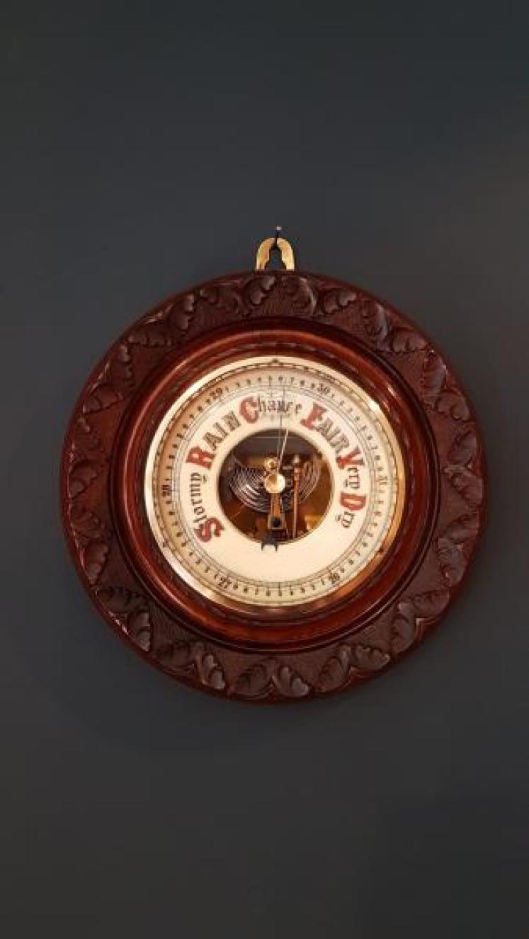 Victorian Carved Walnut Barometer - Image 7
