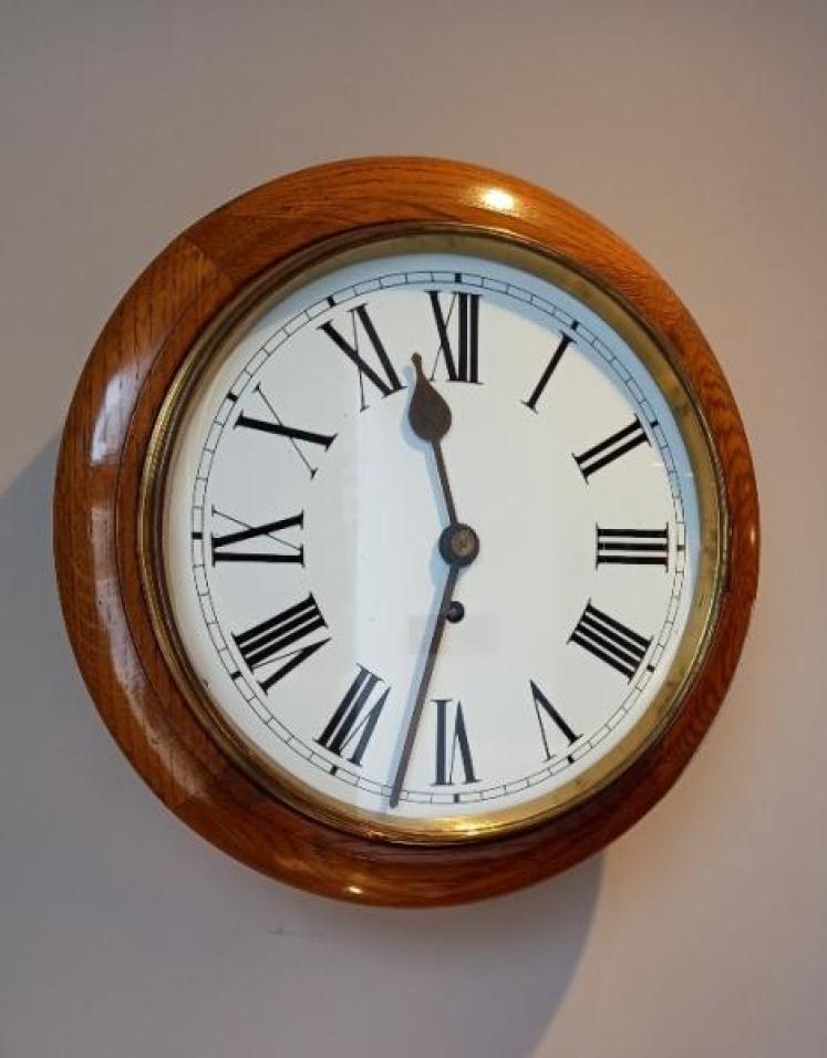 Victorian Light Oak 8 Day Dial Wall Clock - Image 1