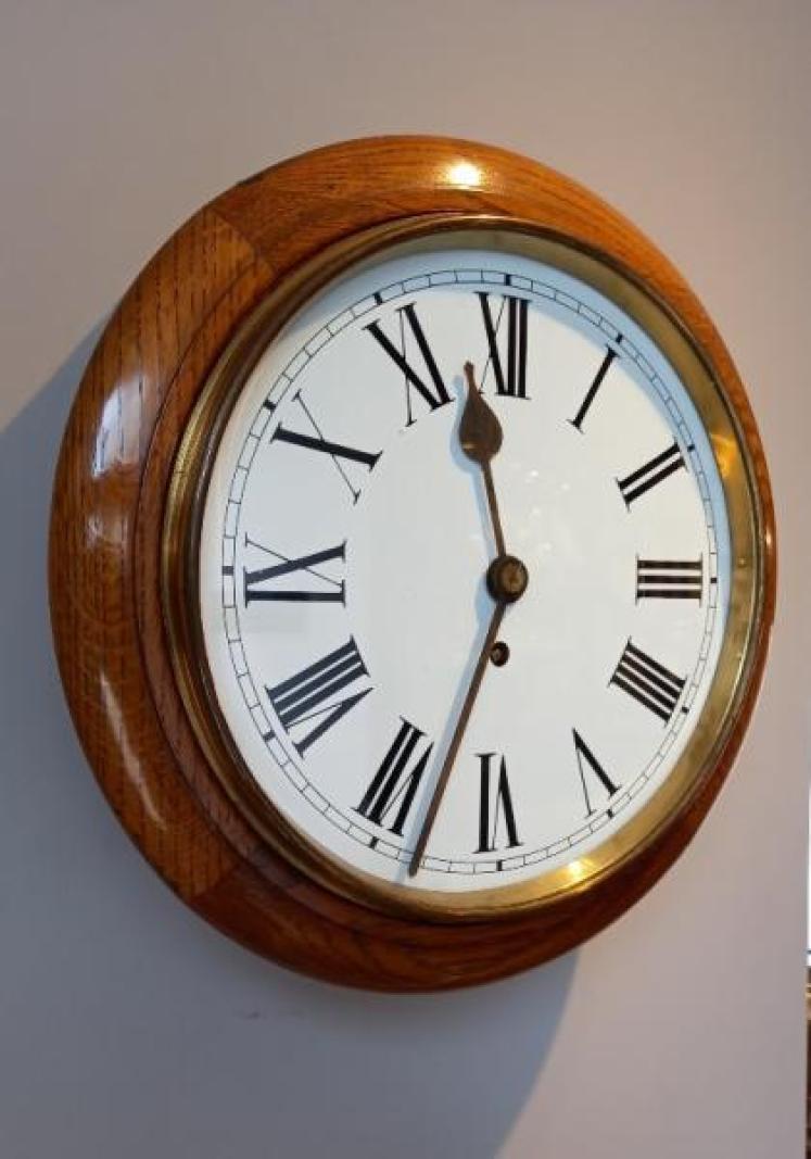 Victorian Light Oak 8 Day Dial Wall Clock - Image 7