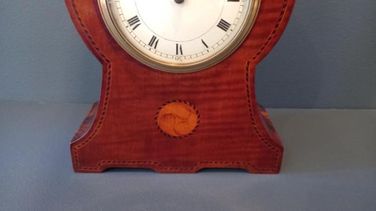 Arts & Crafts Period Mahogany Inlaid Mantel Clock - Image 3