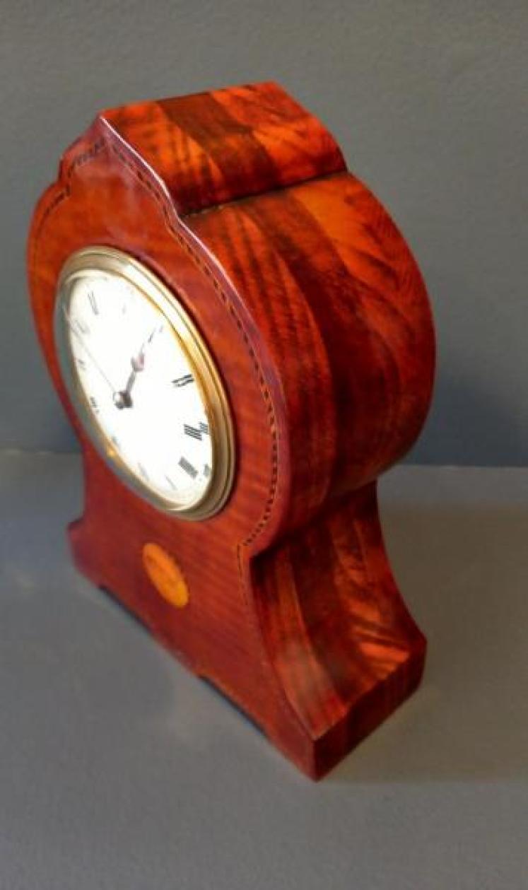 Arts & Crafts Period Mahogany Inlaid Mantel Clock - Image 5