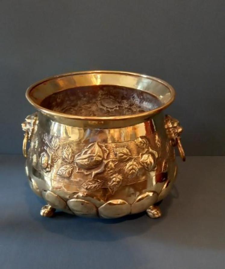 Mid Victorian Cast Brass Jardiniere - Image 1