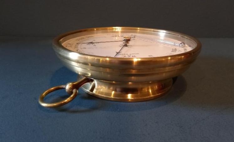 Large Mid Victorian 6.5" Marine Barometer & Thermometer - Image 5