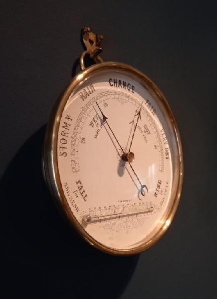 Large Mid Victorian 6.5" Marine Barometer & Thermometer - Image 7