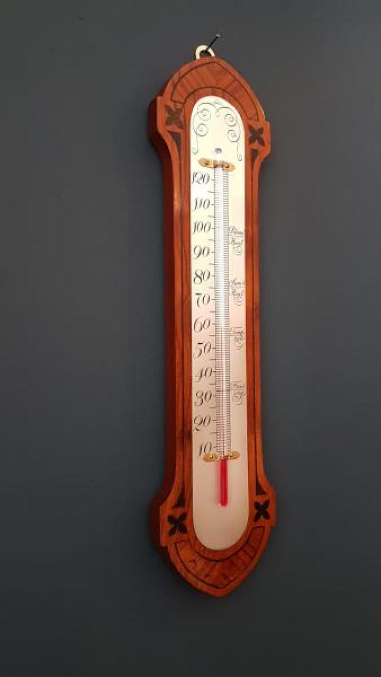 Superb Inlaid Wall Thermometer - Image 1