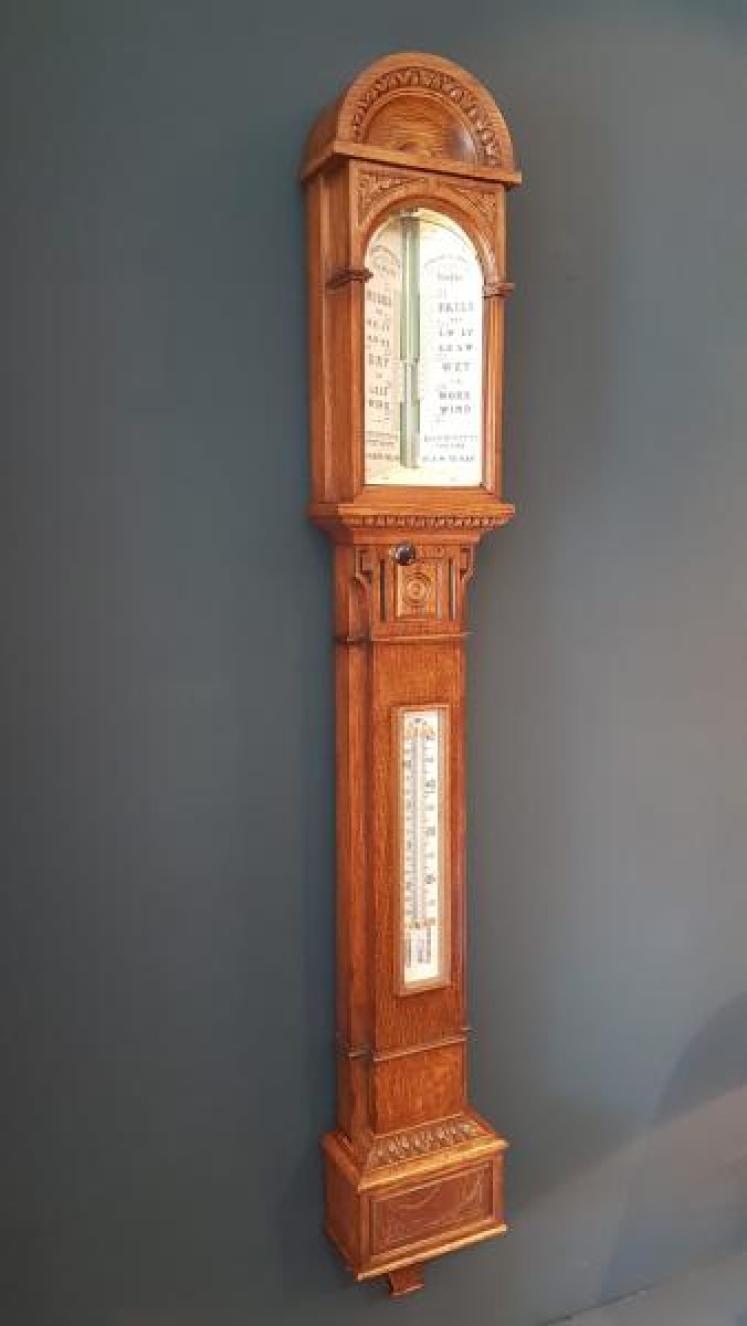 Superb Victorian Oak Sea Coast Barometer - Image 2
