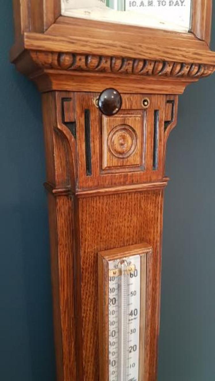 Superb Victorian Oak Sea Coast Barometer - Image 4