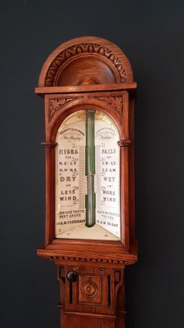 Superb Victorian Oak Sea Coast Barometer - Image 5