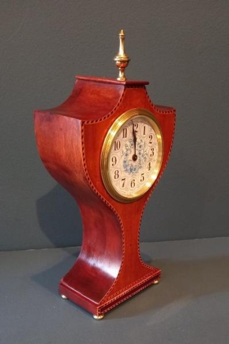 Fine Edwardian Herringbone Inlaid Mantel Clock - Image 4
