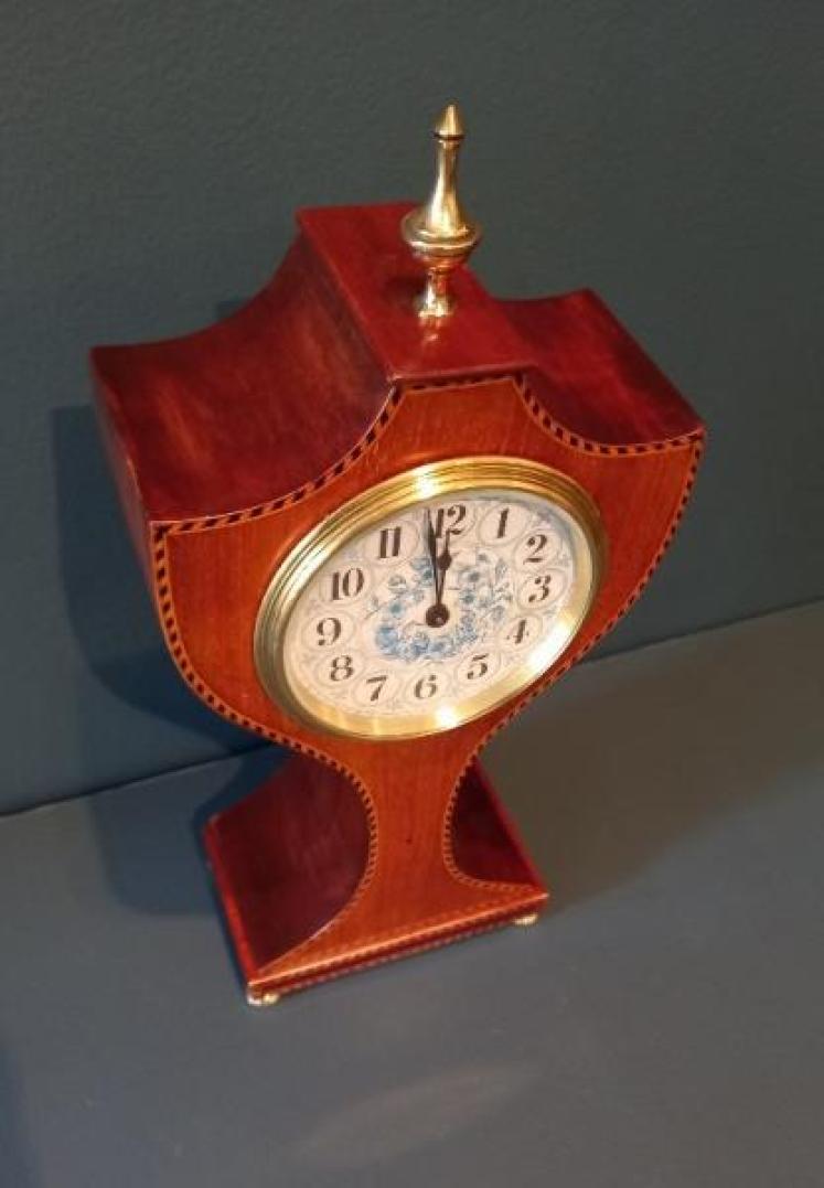 Fine Edwardian Herringbone Inlaid Mantel Clock - Image 5