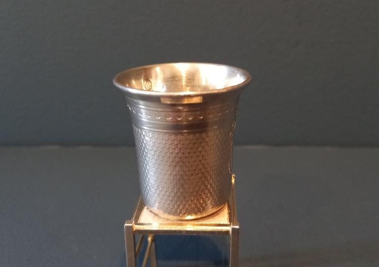 Antique Silver Vodka Measure on Stand - Image 2
