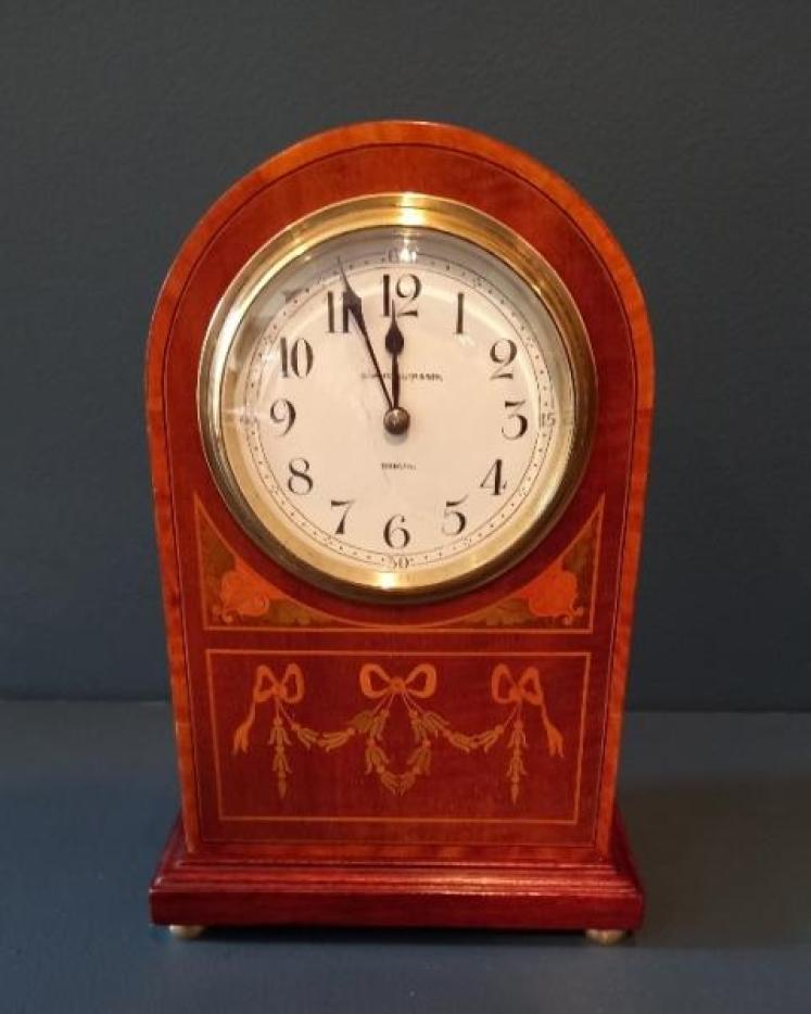 Edwardian Period Fruitwood Inlaid Irish Mantel Clock - Image 1