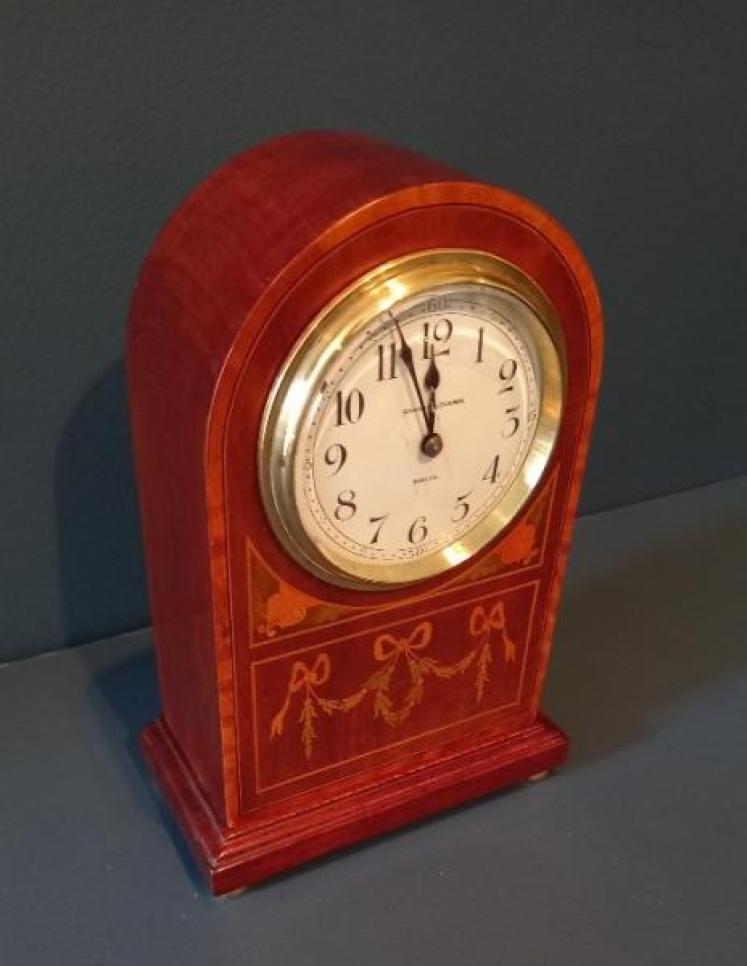 Edwardian Period Fruitwood Inlaid Irish Mantel Clock - Image 2