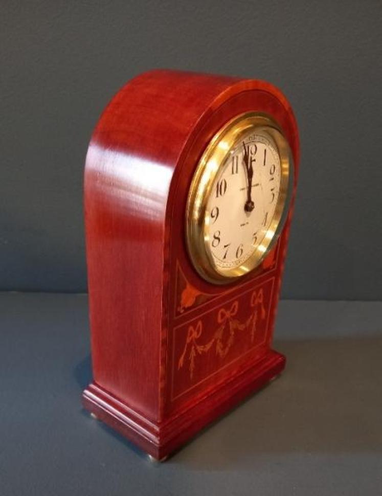 Edwardian Period Fruitwood Inlaid Irish Mantel Clock - Image 6