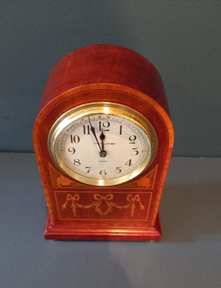 Edwardian Period Fruitwood Inlaid Irish Mantel Clock - Image 7