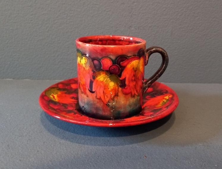 Moorcroft Autumn Leaf & Berries Coffee Can & Saucer - Image 1