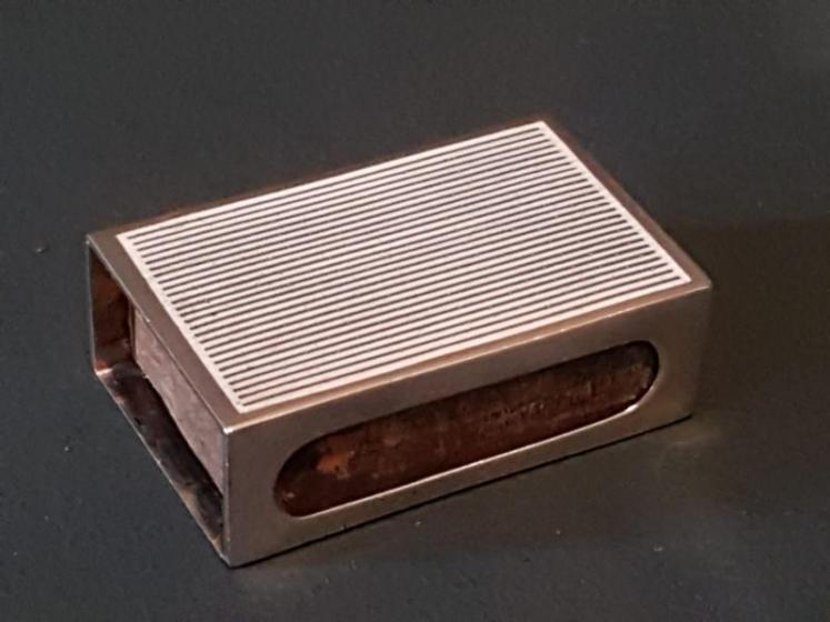 George V Silver and White Enamel Match Box Holder - Image 1