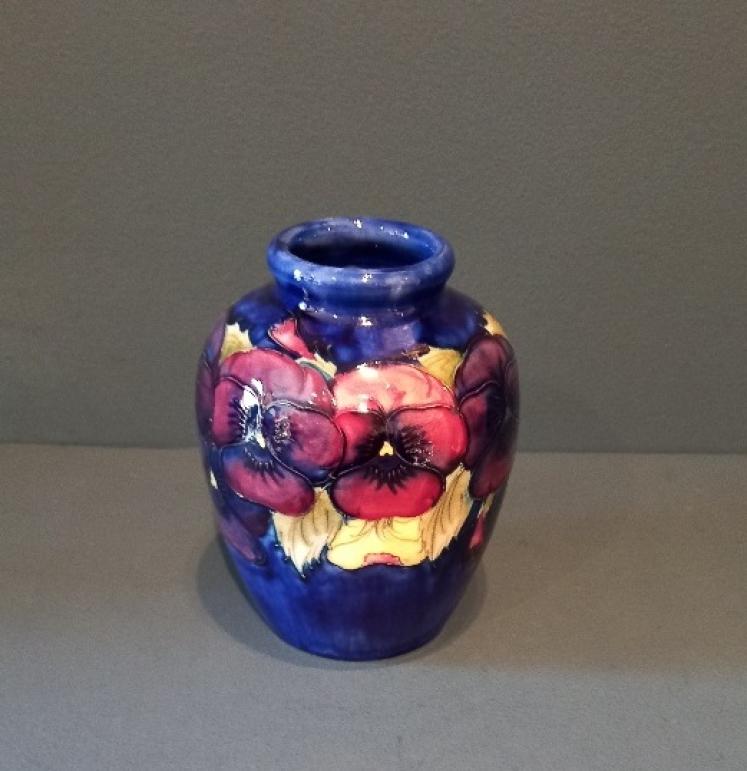 Moorcroft Pansy Roll Neck Vase c.1920 - Image 1