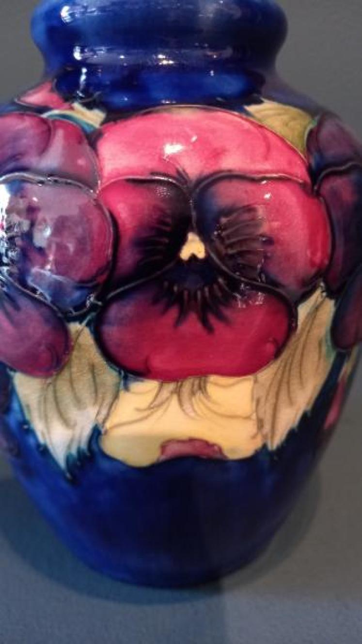 Moorcroft Pansy Roll Neck Vase c.1920 - Image 2